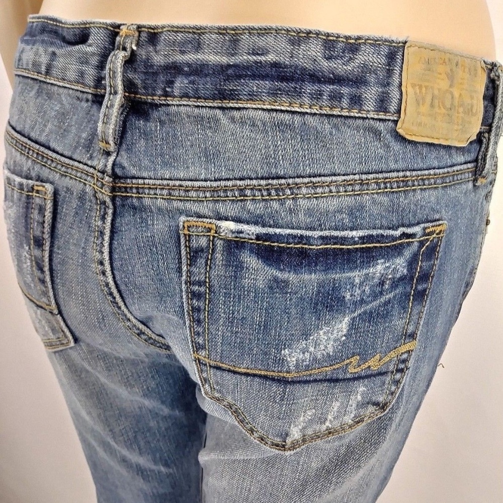 Vintage Whoau Medium Wash Distressed Bootcut Jeans